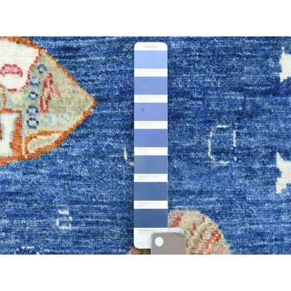 Modern and Contemporary Wool Hand Knotted Rug Blue No Border 4.2X9.9 -O073018