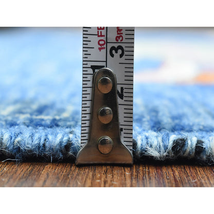 Modern and Contemporary Wool Hand Knotted Rug Blue No Border 4.2X9.9 -O073018