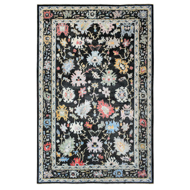 Oushak And Peshawar Wool Hand Knotted Rug Black Black 11.9X17.7 -O073022