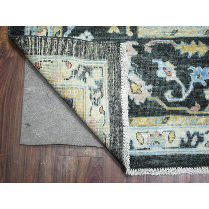 Oushak And Peshawar Wool Hand Knotted Rug Black Black 11.9X17.7 -O073022