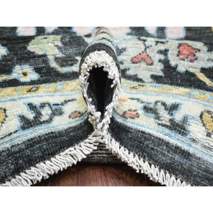 Oushak And Peshawar Wool Hand Knotted Rug Black Black 11.9X17.7 -O073022