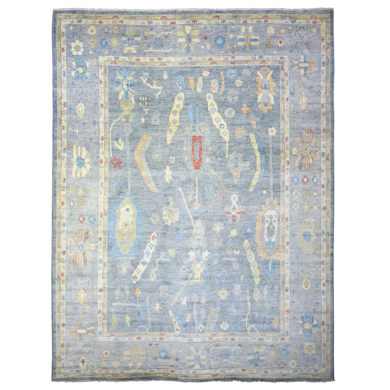 Gray 12'0" x 16'0" Oushak And Peshawar Hand knotted Wool Rug - Sku: O073024