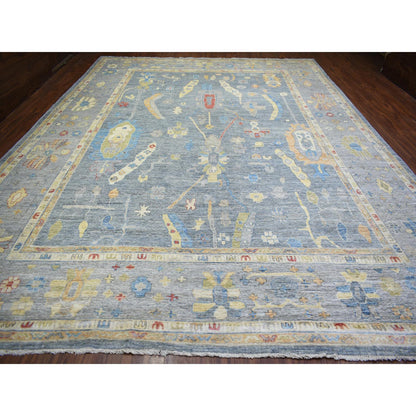 Oushak And Peshawar Wool Hand Knotted Rug Grey Gray 12.0X16.0 -O073024