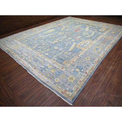 Oushak And Peshawar Wool Hand Knotted Rug Grey Gray 12.0X16.0 -O073024