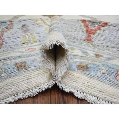 Oushak And Peshawar Wool Hand Knotted Rug Ivory Gray 12.4X15.3 -O073025
