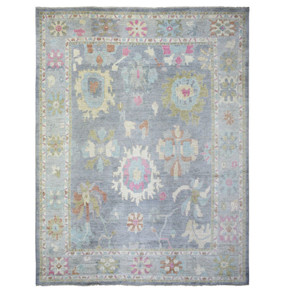 Oushak And Peshawar Wool Hand Knotted Rug Grey Gray 12.0X15.4 -O073026