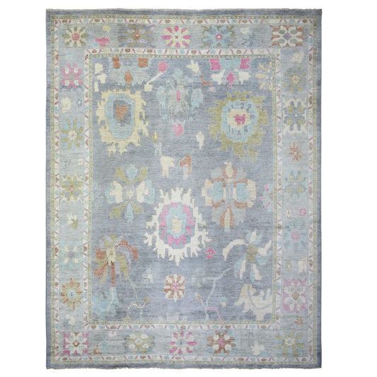 Oushak And Peshawar Wool Hand Knotted Rug Grey Gray 12.0X15.4 -O073026