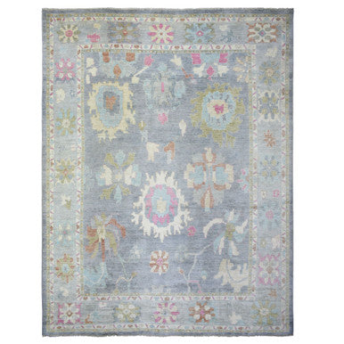 Oushak And Peshawar Wool Hand Knotted Rug Grey Gray 12.0X15.4 -O073026
