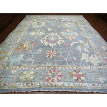 Oushak And Peshawar Wool Hand Knotted Rug Grey Gray 12.0X15.4 -O073026