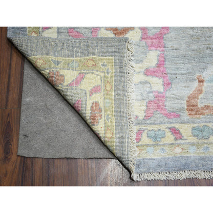 Oushak And Peshawar Wool Hand Knotted Rug Grey Gray 12.0X15.4 -O073026