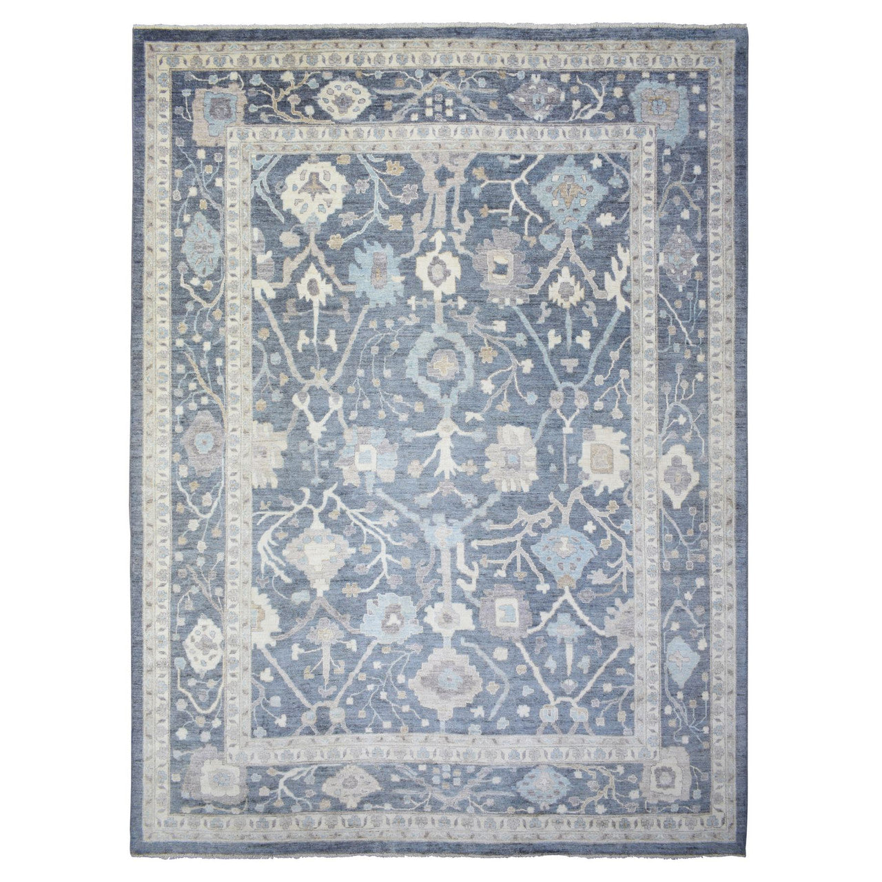 Gray 11'9" x 15'7" Oushak And Peshawar Hand knotted Wool Rug - Sku: O073027