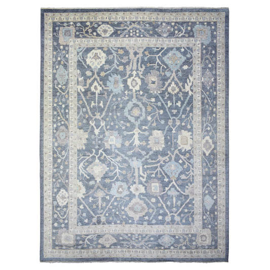 Oushak And Peshawar Wool Hand Knotted Rug Grey Gray 11.9X15.7 -O073027