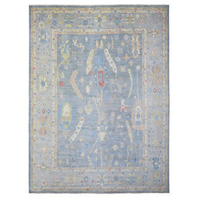Oushak And Peshawar Wool Hand Knotted Rug Blue Gray 11.10X16.0 -O073028