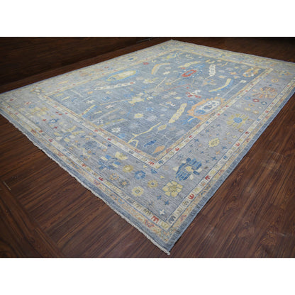 Oushak And Peshawar Wool Hand Knotted Rug Blue Gray 11.10X16.0 -O073028
