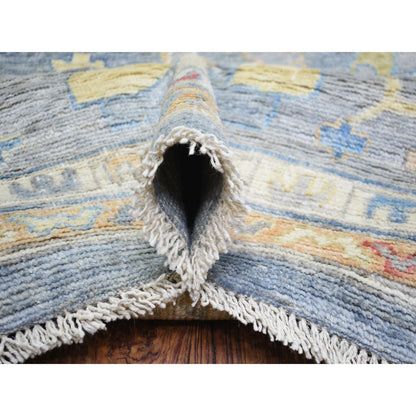 Oushak And Peshawar Wool Hand Knotted Rug Blue Gray 11.10X16.0 -O073028