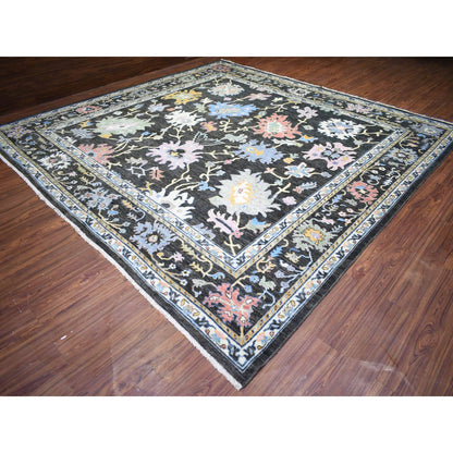Oushak And Peshawar Wool Hand Knotted Rug Black Black 11.5X11.10 -O073029