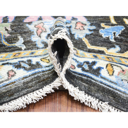 Oushak And Peshawar Wool Hand Knotted Rug Black Black 11.5X11.10 -O073029