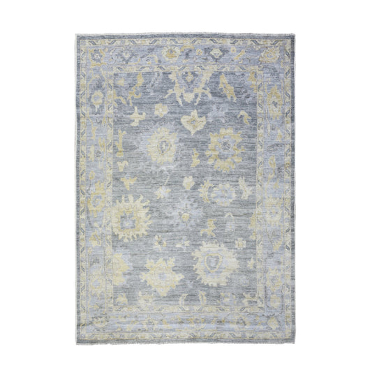 Oushak And Peshawar Wool Hand Knotted Rug Grey Gray 6.2X8.9 -O073033