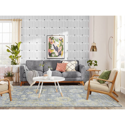 Oushak And Peshawar Wool Hand Knotted Rug Grey Gray 6.2X8.9 -O073033