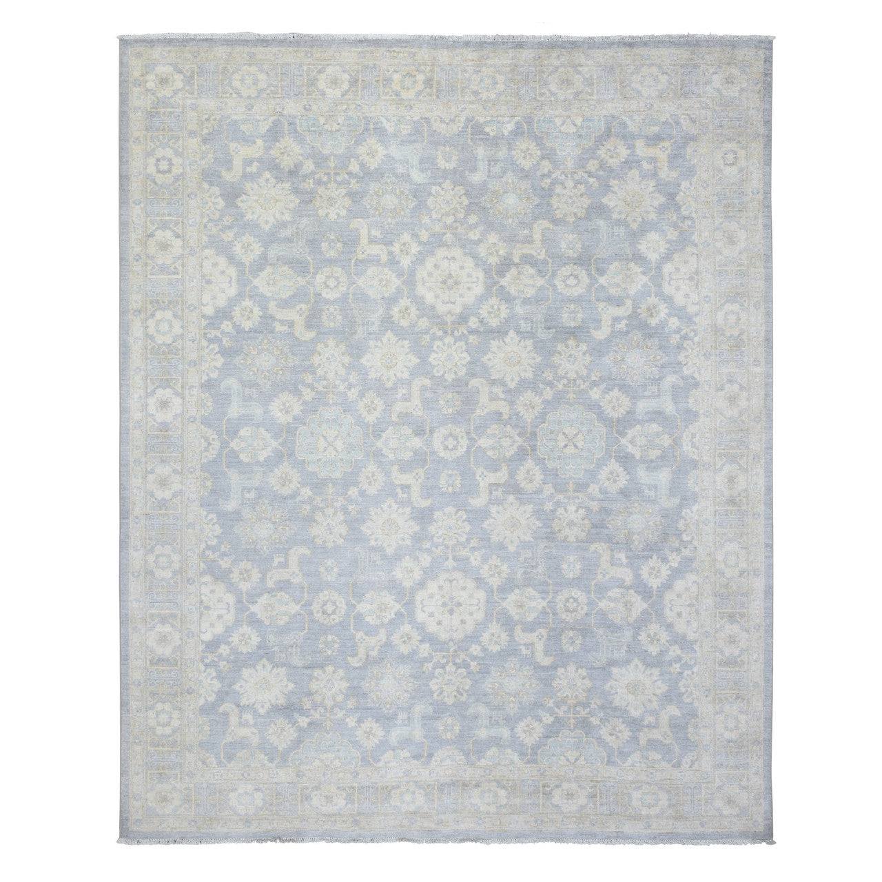 Gray 7'10" x 9'7" Oushak And Peshawar Hand knotted Wool Rug - Sku: O073035