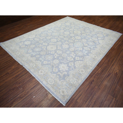 Oushak And Peshawar Wool Hand Knotted Rug Grey Gray 7.10X9.7 -O073035