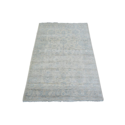 Oushak And Peshawar Wool Hand Knotted Rug Ivory Gray 3.0X4.9 -O073041