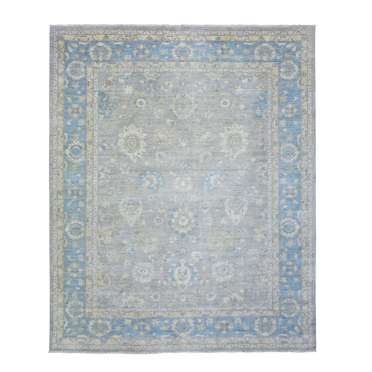 Gray 8'0" x 10'0" Oushak And Peshawar Hand knotted Wool Rug - Sku: O073053