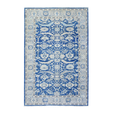 Oushak And Peshawar Wool Hand Knotted Rug Blue Light Blue 5.10X9.1 -O073056