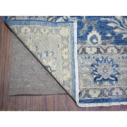 Oushak And Peshawar Wool Hand Knotted Rug Blue Light Blue 5.10X9.1 -O073056