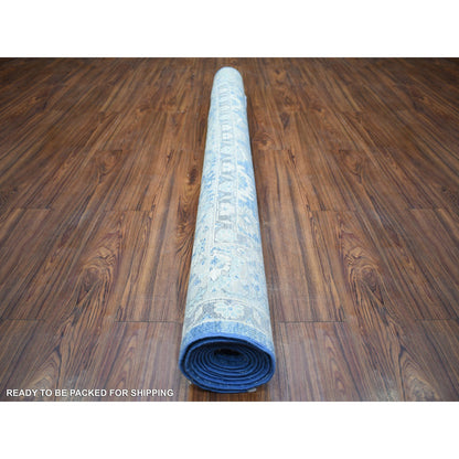 Oushak And Peshawar Wool Hand Knotted Rug Blue Light Blue 5.10X9.1 -O073056