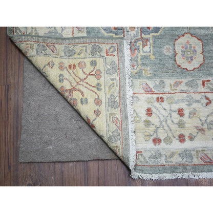 Oushak And Peshawar Wool Hand Knotted Rug Grey Ivory 6.0X9.2 -O073057