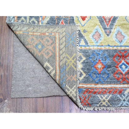 Tribal & Geometric Wool Hand Knotted Rug Grey Gray 5.10X9.1 -O073098