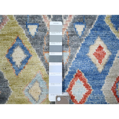 Tribal & Geometric Wool Hand Knotted Rug Grey Gray 5.10X9.1 -O073098