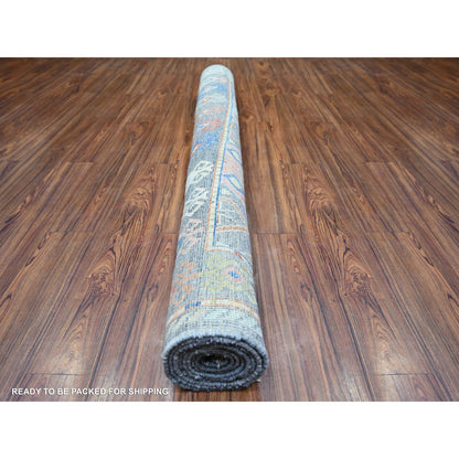Tribal & Geometric Wool Hand Knotted Rug Grey Gray 5.10X9.1 -O073098