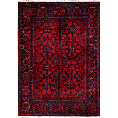 Tribal & Geometric Wool Hand Knotted Rug Red 3.5x4.10 -O0730
