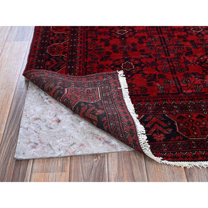 Tribal & Geometric Wool Hand Knotted Rug Red 3.5x4.10 -O0730