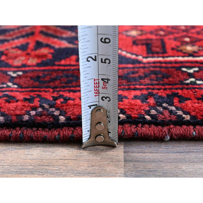 Tribal & Geometric Wool Hand Knotted Rug Red 3.5x4.10 -O0730