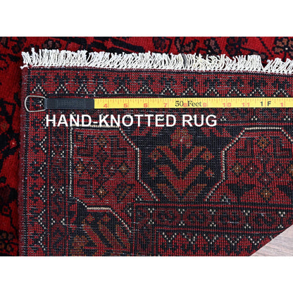 Tribal & Geometric Wool Hand Knotted Rug Red 3.5x4.10 -O0730