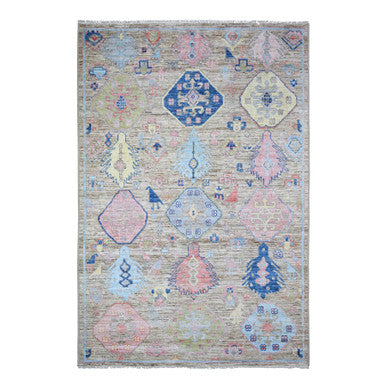 Tribal & Geometric Wool Hand Knotted Rug Grey Gray 6.1X9.0 -O073101