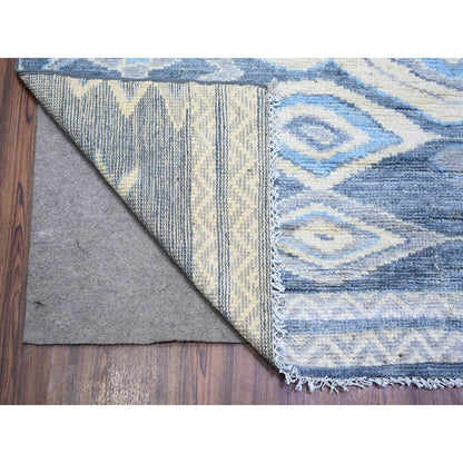 Tribal & Geometric Wool Hand Knotted Rug Grey No Border 8.9X11.8 -O073103