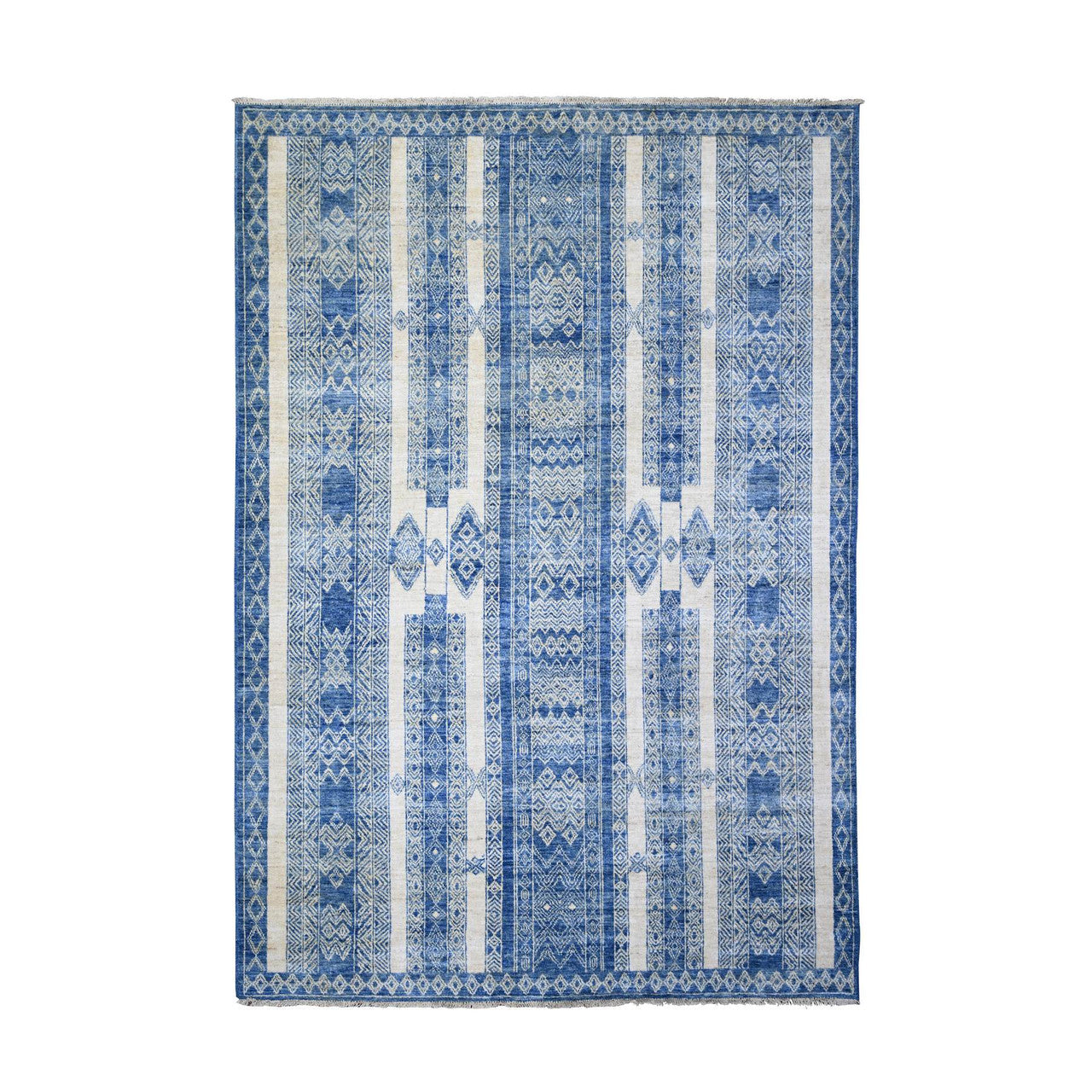 Blue 6'2" x 8'8" Oushak And Peshawar Hand knotted Wool Rug - Sku: O073105