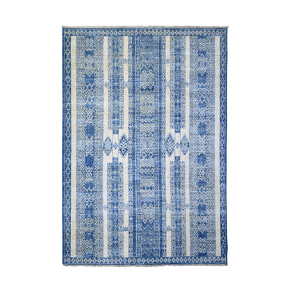 Oushak And Peshawar Wool Hand Knotted Rug Blue Blue 6.2X8.8 -O073105