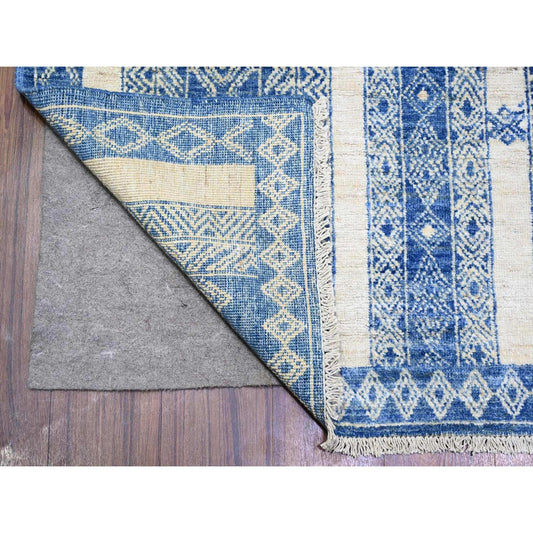 Oushak And Peshawar Wool Hand Knotted Rug Blue Blue 6.2X8.8 -O073105