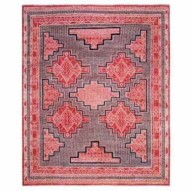 Oushak And Peshawar Wool Hand Knotted Rug Red Red 7.10X9.4 -O073107