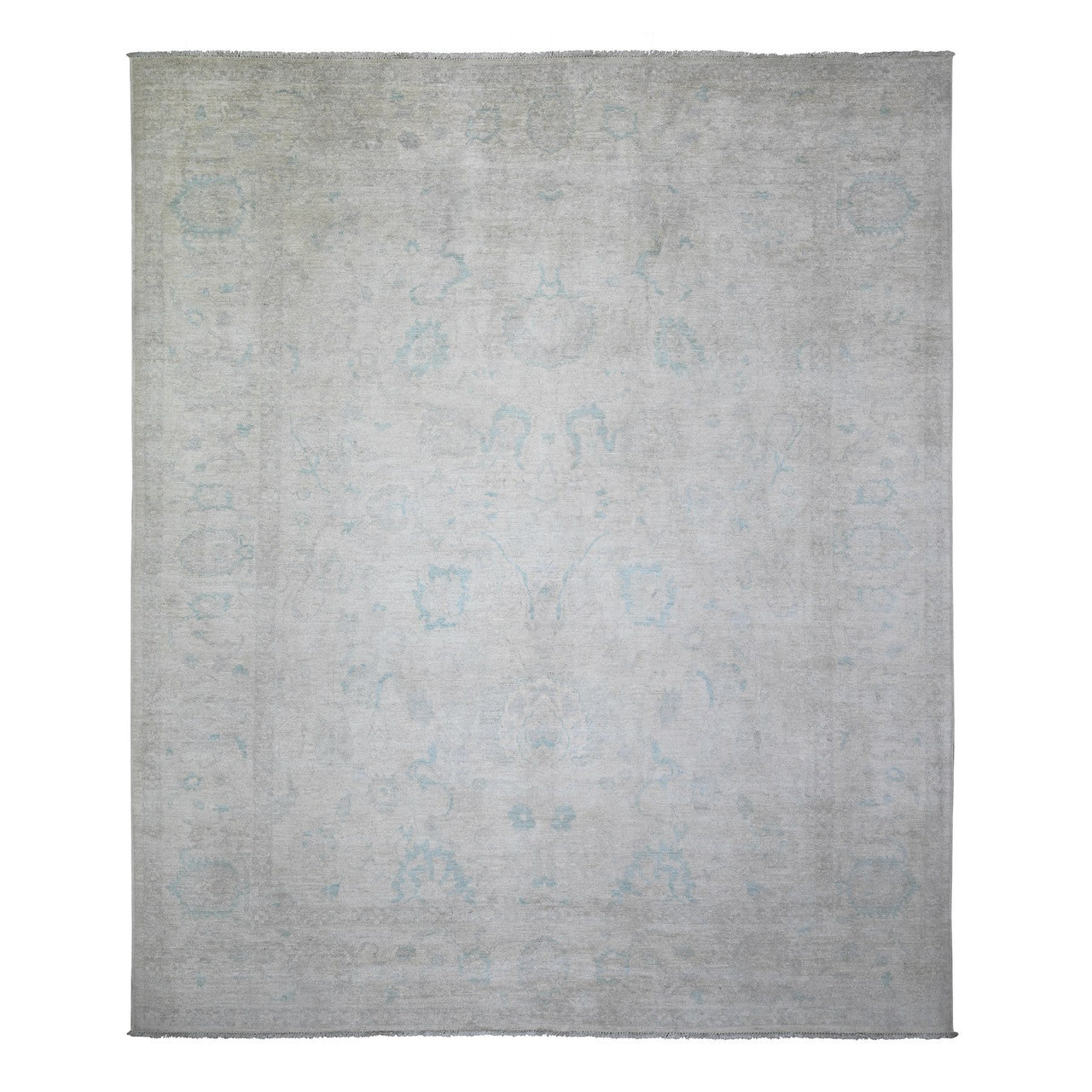Ivory 8'0" x 9'7" Oushak And Peshawar Hand knotted Wool Rug - Sku: O073110