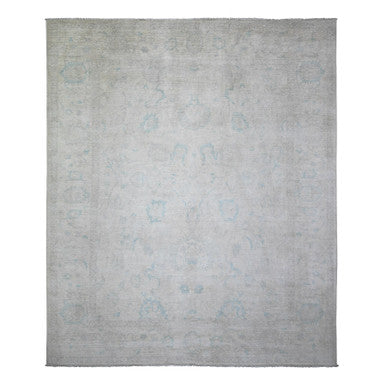 Oushak And Peshawar Wool Hand Knotted Rug Ivory Gray 8.0X9.7 -O073110