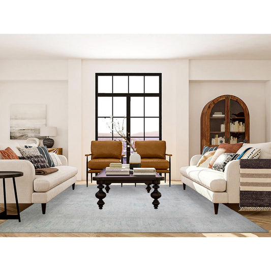 Oushak And Peshawar Wool Hand Knotted Rug Ivory Gray 8.0X9.7 -O073110