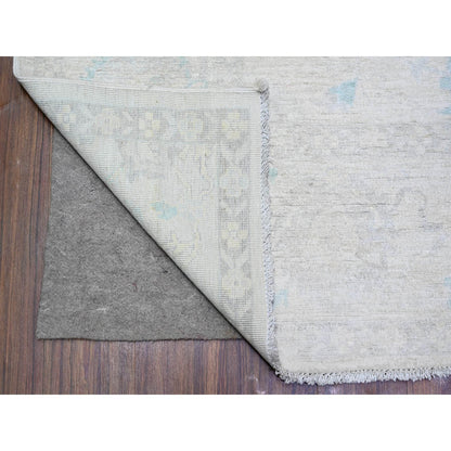 Oushak And Peshawar Wool Hand Knotted Rug Ivory Gray 8.0X9.7 -O073110