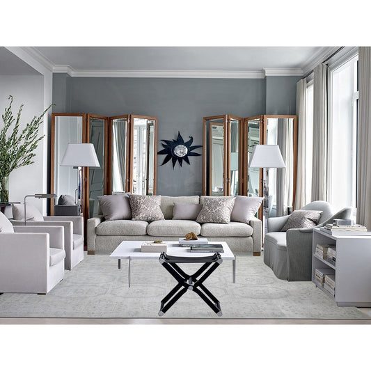 Oushak And Peshawar Wool Hand Knotted Rug Ivory No Border 9.9X13.9 -O073112