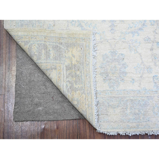 Oushak And Peshawar Wool Hand Knotted Rug Ivory Blue 3.0X4.9 -O073114